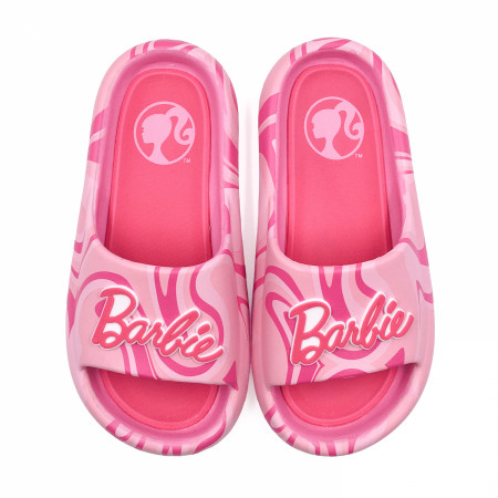 Barbie Bright Pink Logo Women's Flip Flop Slide Sandals